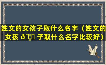 姓文的女孩子取什么名字（姓文的女孩 🦊 子取什么名字比较好）